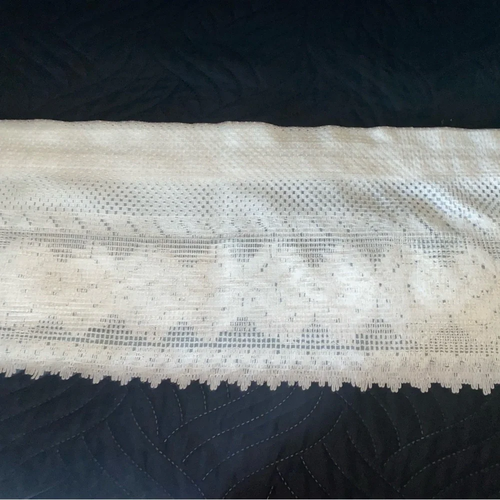 Vintage Lace Open Crochet Cream Farmhouse Delicate 50” Window Valance Curtain